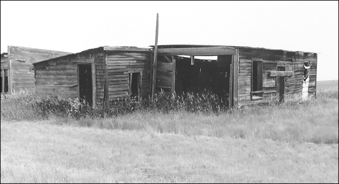 This is what was left of their expanded shack in about 1995.  (18 kb)
